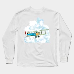 Old Airplane in the blue sky Long Sleeve T-Shirt